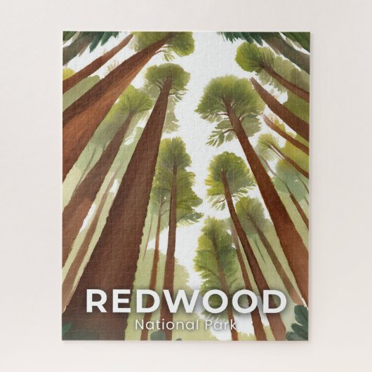 Redwood Trees | National Park Watercolor Art Legpuzzel (Verticaal)