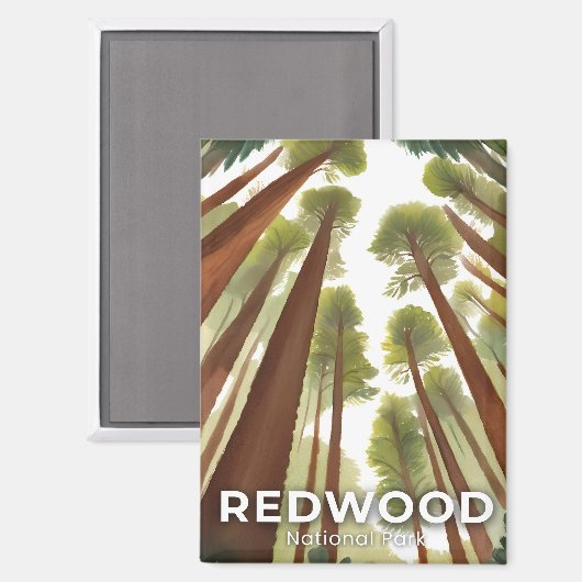 Redwood Trees | National Park Waterverf Reizen Magneet (Voorkant / Achterkant)