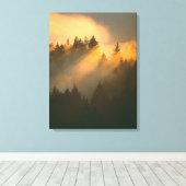 Redwoodbomen in kustnevel, Marin County, Canvas Afdruk (Insitu (Houten vloer))