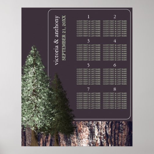 Redwoods & Bark, Rustiek Tafelplan Poster (Voorkant)