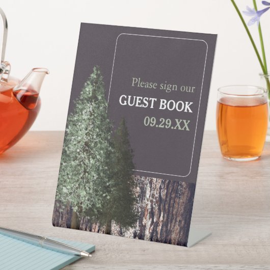 Redwoods & Bark, Rustieke bruiloft Reclamebord Met Voetstuk (Insitu)