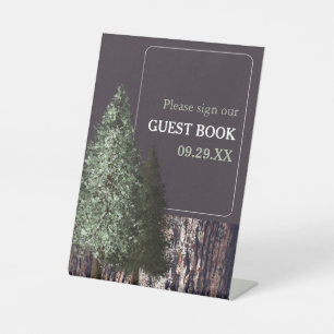 Redwoods & Bark, Rustieke bruiloft Reclamebord Met Voetstuk