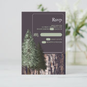 Redwoods & Bark, Rustieke bruiloft RSVP Kaartje (Staand voorkant)