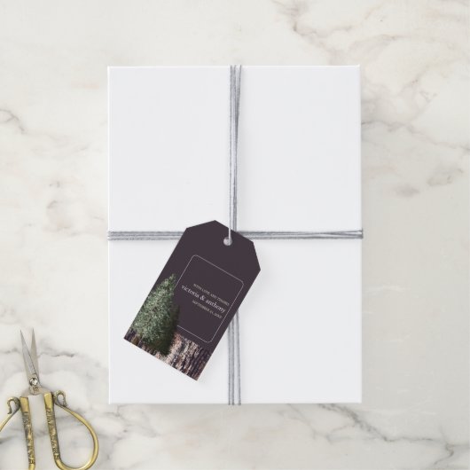 Redwoods & Bark, Rustieke huwelijksgunst Cadeaulabel (Met Touw)
