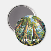 Redwoods National Park California Forest Painting Magneet (Voorkant / Achterkant)