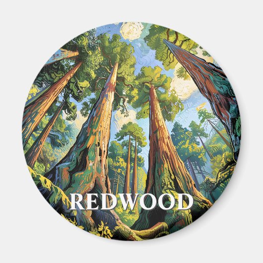 Redwoods National Park California Forest Painting Magneet (Voorkant)