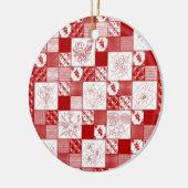 Redwork Stitched Flowers Quilt-RED- Keramisch Ornament (Links)