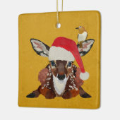 REE & GOUDEN VOGEL KERST KERAMISCH ORNAMENT (Links)