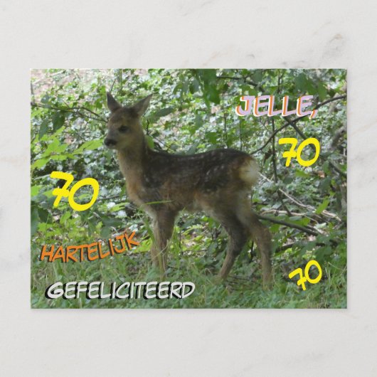 Ree in bos aangepaste verjaardagskaart 70 jaar briefkaart (Voorkant)