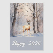 ree in de winter - Happy 2026 magnetische kaart (Voorkant)