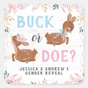 Ree of Hinde? Baby Shower Geslacht Onthulling Vierkante Sticker