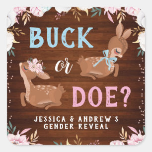 Ree of Hinde? Baby Shower Geslacht Reveal Vierkante Sticker