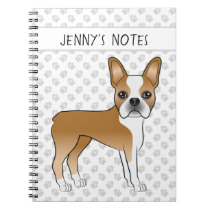 Reebruine Boston Terrier Cartoonhond met aangepast Notitieboek