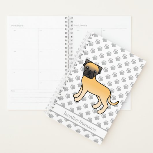 Reebruine Bullmastiff Cute Cartoon Hond & Tekst Planner (Display)
