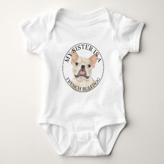 Reebruine Crème Franse Bulldog Grote Zus Romper (Voorkant)