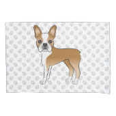 Reebruine En Witte Boston Terrier Cartoon Hond & P Kussensloop (Voorkant-Links)