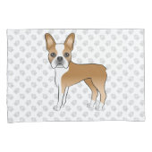 Reebruine En Witte Boston Terrier Cartoon Hond & P Kussensloop (Voorkant-Rechts)