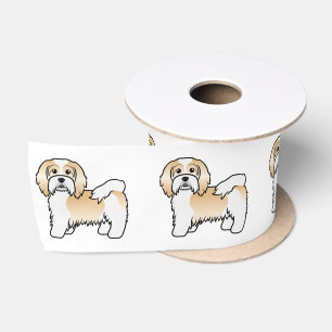 Reebruine En Witte Havanese Zachte Tekening Hond Satijnen Lint