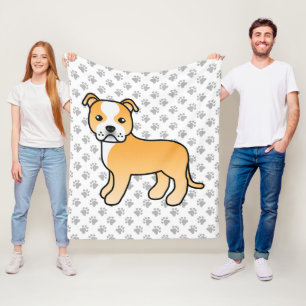 Reebruine En Witte Staffie Schattige Cartoon Hond  Fleece Deken