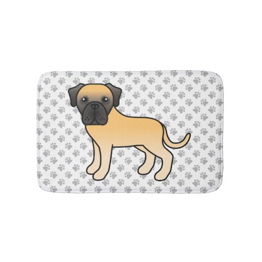 Reebruine Engelse Mastiff Cute Cartoon Hond & Poot Badmat (Voorkant)