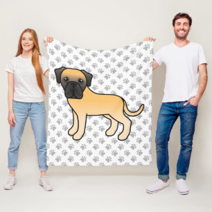 Reebruine Engelse Mastiff Cute Cartoon Hond & Poot Fleece Deken
