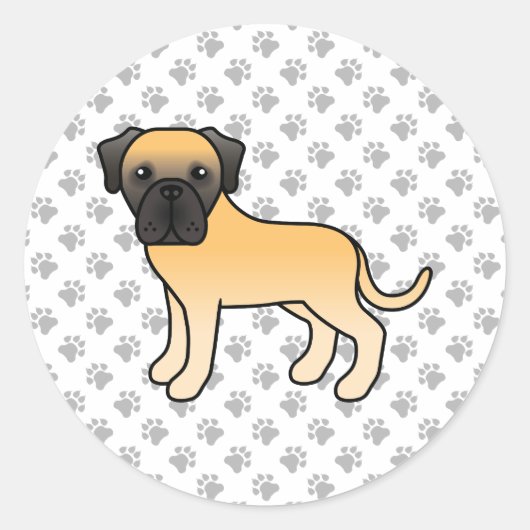 Reebruine Engelse Mastiff Schattige Cartoon Hond Ronde Sticker (Voorkant)
