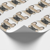 Reebruine Franse Bulldog Cartoon Hondenkop Patroon Cadeaupapier (Hoek)