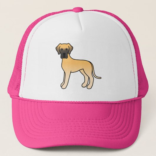 Reebruine Grote Daneshond Stripillustratie Trucker Pet (Voorkant)