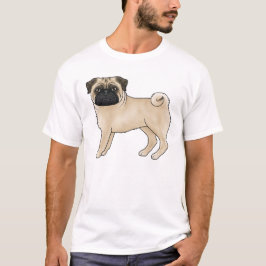 Reebruine puggond staat in een schattige cartoonil t-shirt