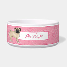 Reebruine Puginfuiving op roze harten met naam