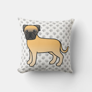 Reebuidige Bullmastiff Mooie Tekenfilm Hond & Poot Kussen