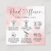 Reed Diffuser Care Guide Elegante Roze Waterverf Vierkante Visitekaartje (Voorkant)