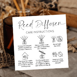 Reed Diffuser Care Instructies Minimalistische Log Vierkante Visitekaartje