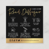 Reed Diffuser Care Instructies Zwart & Goud Logo Vierkante Visitekaartje (Voorkant)
