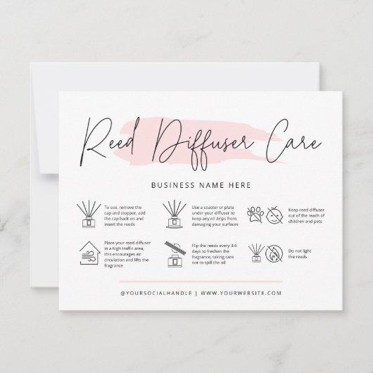 Reed Diffuser Care Instructions Kaart Feminine (Voorkant)