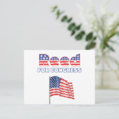 Reed for Congress Patriotic American Flag Design Briefkaart (Staand voorkant)