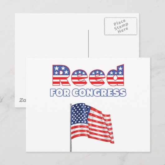 Reed for Congress Patriotic American Flag Design Briefkaart (Voorkant / Achterkant)