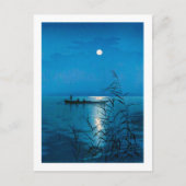 Reed Lake en Full Moon, Koho Shoda, Woodcut Briefkaart (Voorkant)