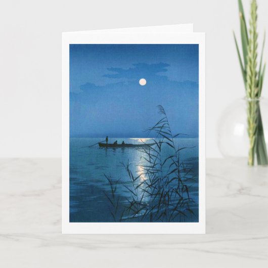 Reed Lake en Full Moon, Koho Shoda, Woodcut Kaart (Voorkant)