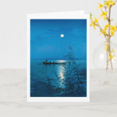 Reed Lake en Full Moon, Koho Shoda, Woodcut Kaart (Gele Bloem)