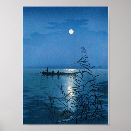 Reed Lake en Full Moon, Koho Shoda, Woodcut Poster (Voorkant)