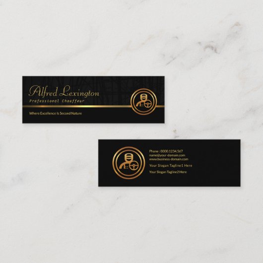 Reed Plant Grunge Exquise Black Gold Line Mini Visitekaartje (Voorkant / Achterkant)