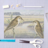 Reed Warbler Bird Marsh Frans Script Decoupage Tissuepapier (Craft)