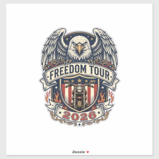 reedom Tour 2026 Vintage Eagle Motorfiets Sticker (Vel)