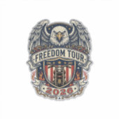 reedom Tour 2026 Vintage Eagle Motorfiets Sticker (Voorkant)