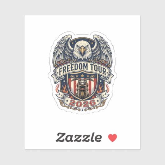 reedom Tour 2026 Vintage Eagle Motorfiets Sticker (Vel)