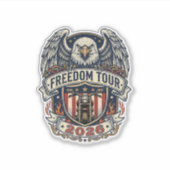 reedom Tour 2026 Vintage Eagle Motorfiets Sticker (Voorkant)
