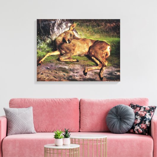 Reeën in het bos (door Rosa Bonheur) Canvas Afdruk (Insitu (Woonkamer))