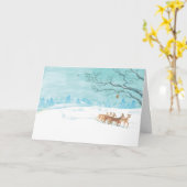 Reeëngroep in winters sneeuwlandschap Groet Kaart (Gele Bloem)