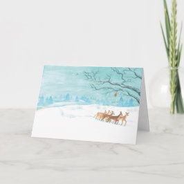 Reeëngroep in winters sneeuwlandschap Groet Kaart